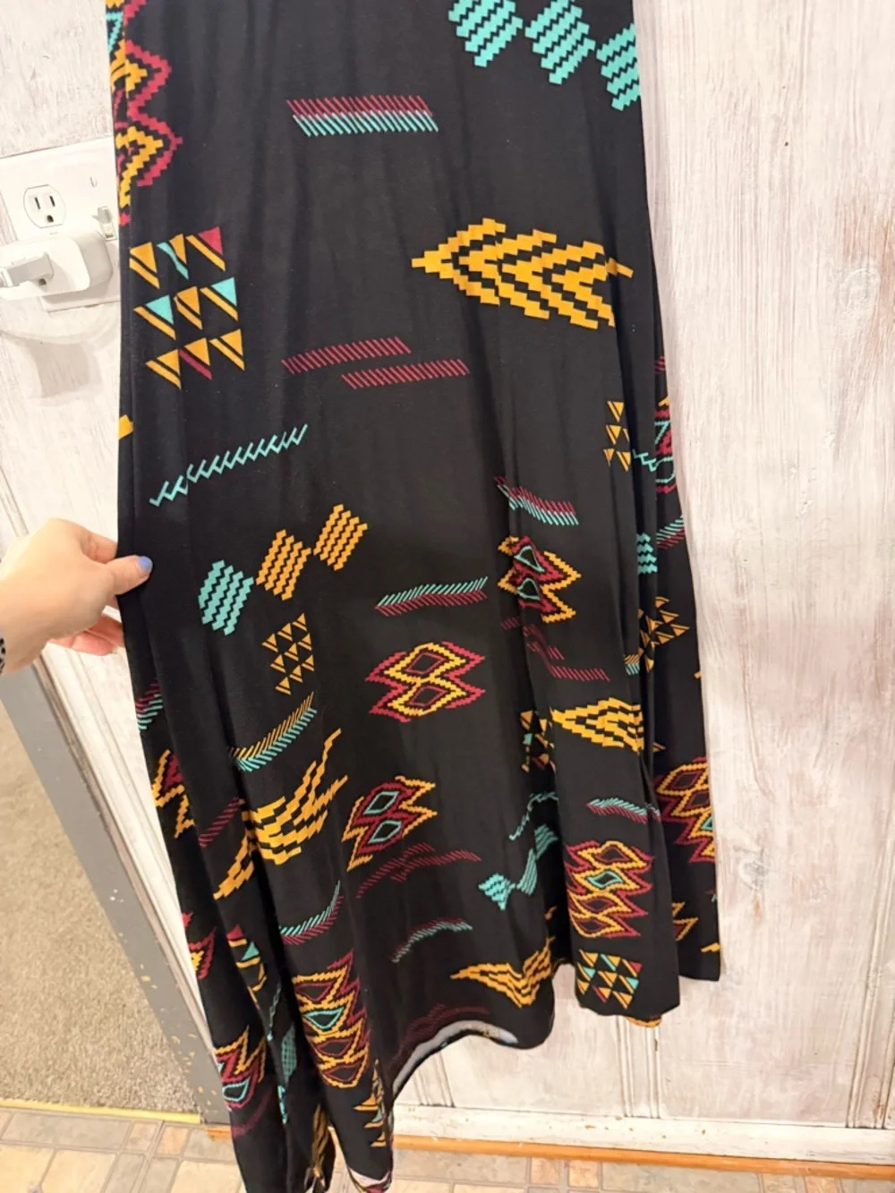 LuLaRoe XS Black Aztec Print Maxi Dress - Picture 5 of 7